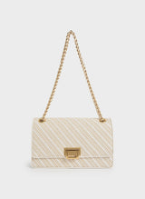 ORIGINAL CHARLES & KEITH CHAIN HANDLE SHOULDER BAG - CREAM