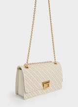 ORIGINAL CHARLES & KEITH CHAIN HANDLE SHOULDER BAG - CREAM