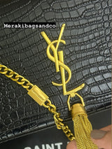 YSL KATE MEDIUM TASSEL IN CROCODILE-EMBOSSED PU LEATHER