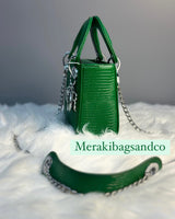 CHRISTIAN DIOR Crocodile Leather Swaroski Crystal Mini Lady Dior