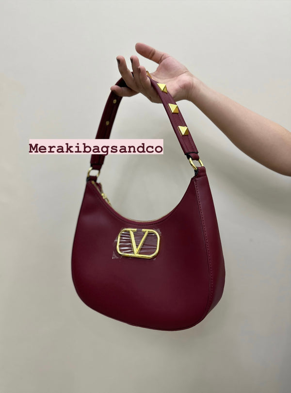 VALENTINO STUD SIGN HOBO BAG