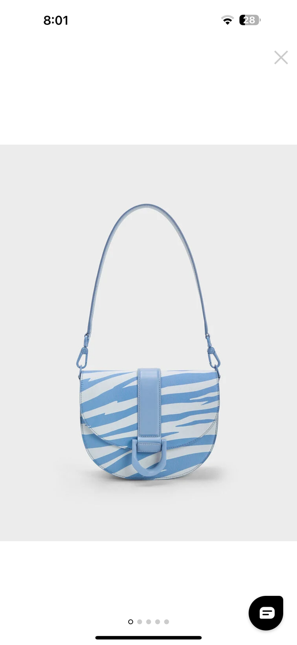 ORIGINAL CHARLES & KEITH ZEBRA PRINT GABINE SADDLE BAG - BLUE