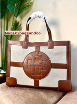 Tory Burch Ella Canvas Quadrant Tote Large