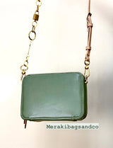 ORIGINAL CHARLES AND KEITH CHUNKY CHAIN HANDLE TWO - WAY ZIP CROSSBODY - DARK GREEN