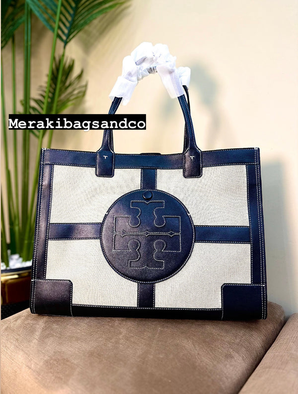 Tory Burch Ella Canvas Quadrant Tote Large