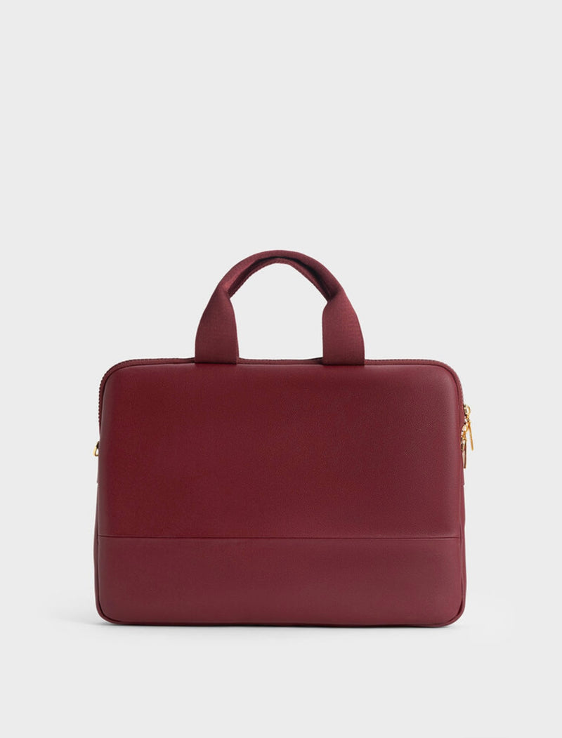 ORIGINAL CHARLES & KEITH TEXTURED LAPTOP BAG - BURGUNDY