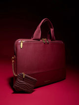 ORIGINAL CHARLES & KEITH TEXTURED LAPTOP BAG - BURGUNDY