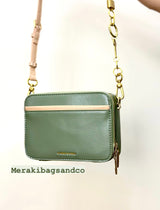 ORIGINAL CHARLES AND KEITH CHUNKY CHAIN HANDLE TWO - WAY ZIP CROSSBODY - DARK GREEN