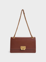 ORIGINAL CHARLES AND KEITH CHAIN HANDLE SHOULDER BAG - BROWN