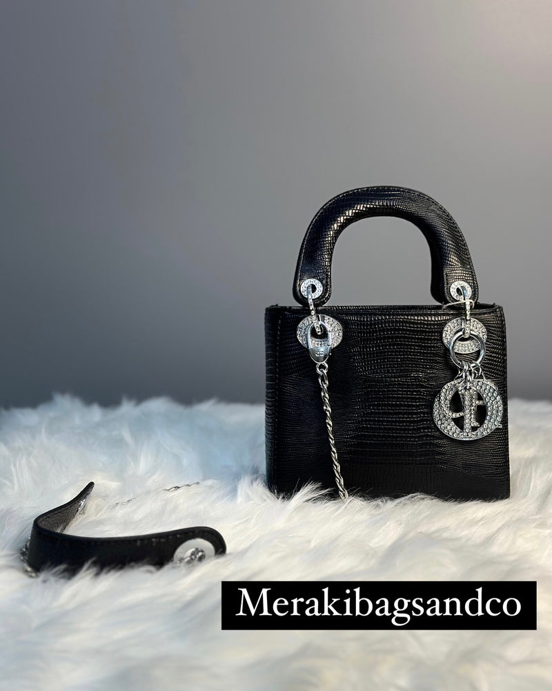 CHRISTIAN DIOR Crocodile Leather Swaroski Crystal Mini Lady Dior