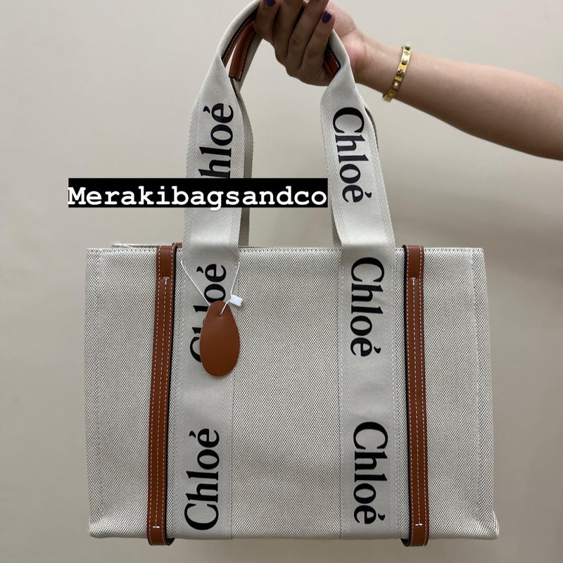 CHLOE MEDIUM WOODY CANVAS TOTE