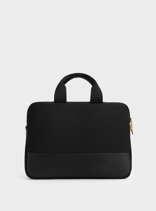 ORIGINAL CHARLES & KEITH TEXTURED LAPTOP BAG - BLACK