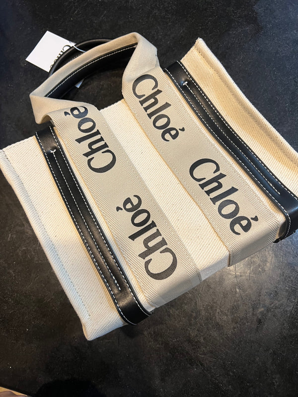 CHLOE SMALL WOODY LINEN TOTE