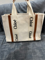 CHLOE WOODY LINEN TOTE