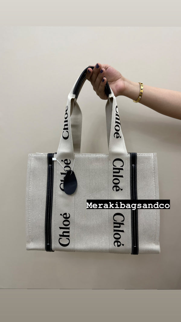 CHLOE MEDIUM WOODY LINEN TOTE